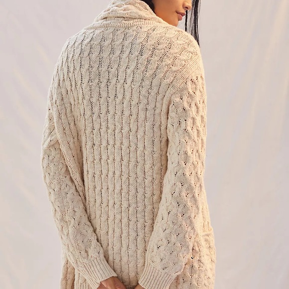 NEW Anthropologie Textured Longline Cardigan Sweater Ivory Z353-1